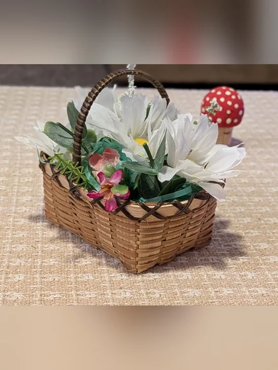 Handmade Little Artificial Flower Basket - Picture 4 of 6